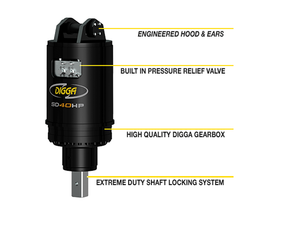 DIGGA Heavy Duty Drilling Drives for excavators, 39700 - 66100 lbs. machines (18-30 ton)