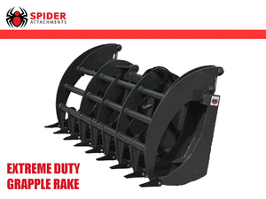 SPIDER Extreme Duty Grapple rake with teeth for skid steer