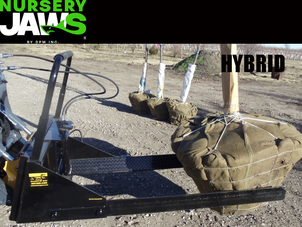 DPM nursery jaws hybrid for machines using universal skid steer coupler