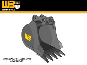 WERK-BRAU Severe Duty Rock Bucket for 14,000 - 16,000 lbs. Excavators. (Mini 4)