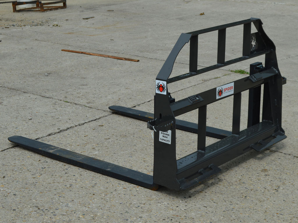 SPIDER standard duty pallet fork assemblies for skid steers and tracto