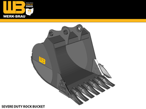 WERK-BRAU Severe duty Rock Buckets for 68,000 - 82,000 lbs. Excavators (35MT)