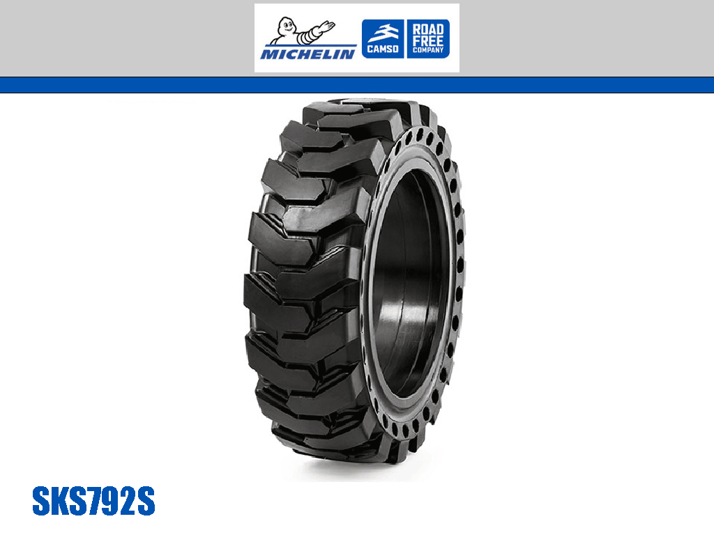 MICHELIN CAMSO SKS 792S SOLID tire and rim assemblies for skid steer loaders