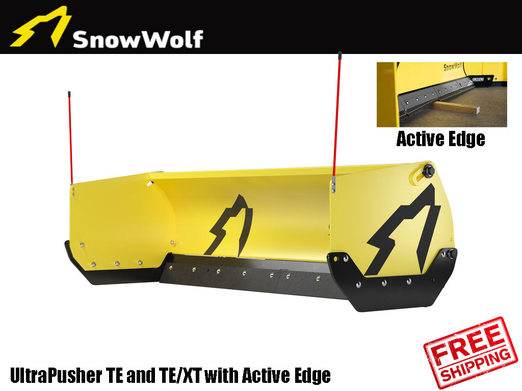 SNOW WOLF UltraPusherTE and TE/XT snow push with Active segmented edge for Skid steers