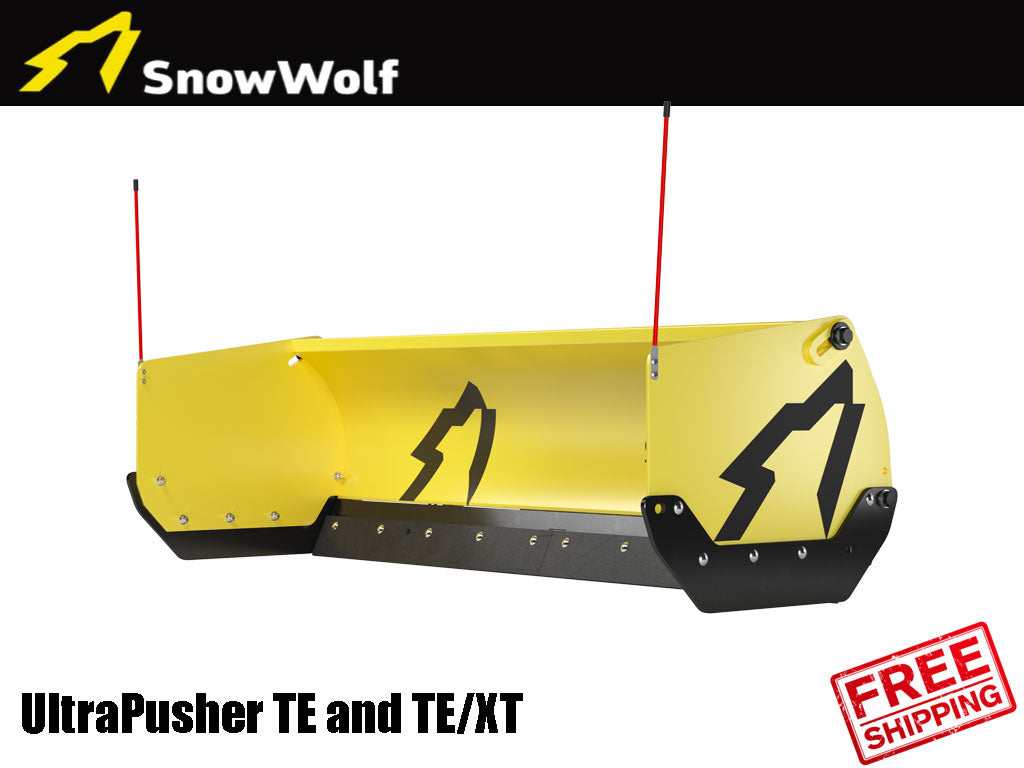 SNOW WOLF UltraPusherTE and TE/XT snow push with trip edge for Skid steers