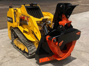 BaumaLight TRL620Y stand on compact mini loader