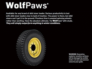 Snow Wolf WolfPaws snow tires for skid steers