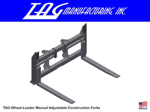 TAG Manual Adjustable Construction Forks for Class 100 Wheel Loaders