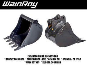 Cucharones de tierra WAIN ROY para excavadoras de 52,000 - 65,000 lbs.