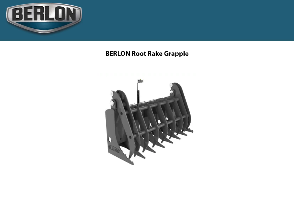 BERLON Root Rake Grapple for skid steers - Langefels Equipment Co LLC